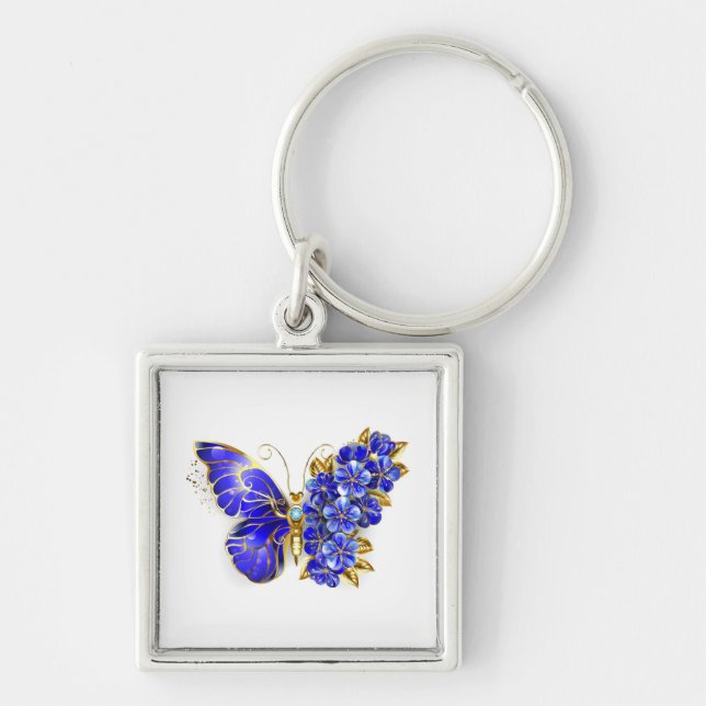 Flower Sapphire Butterfly Keychain (Front)