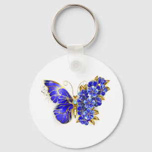 Flower Sapphire Butterfly Keychain