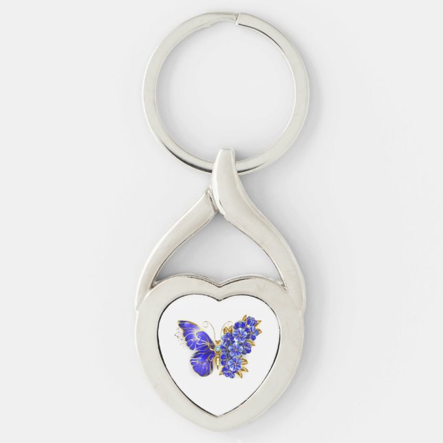 Flower Sapphire Butterfly Keychain (Front)
