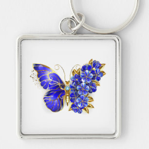 Flower Sapphire Butterfly Keychain