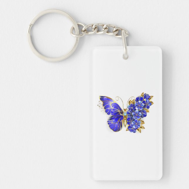 Flower Sapphire Butterfly Keychain (Front)