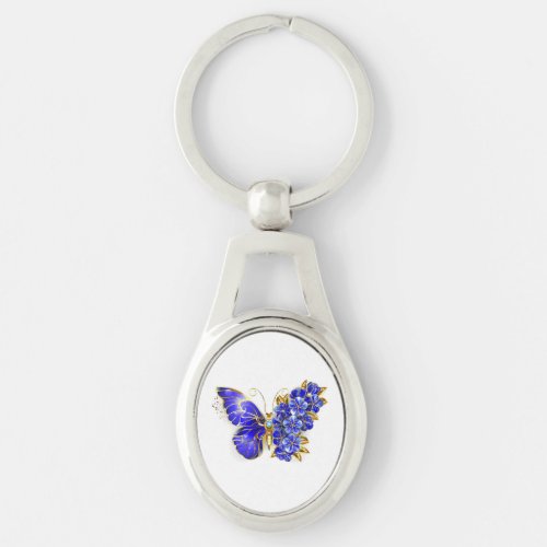 Flower Sapphire Butterfly Keychain