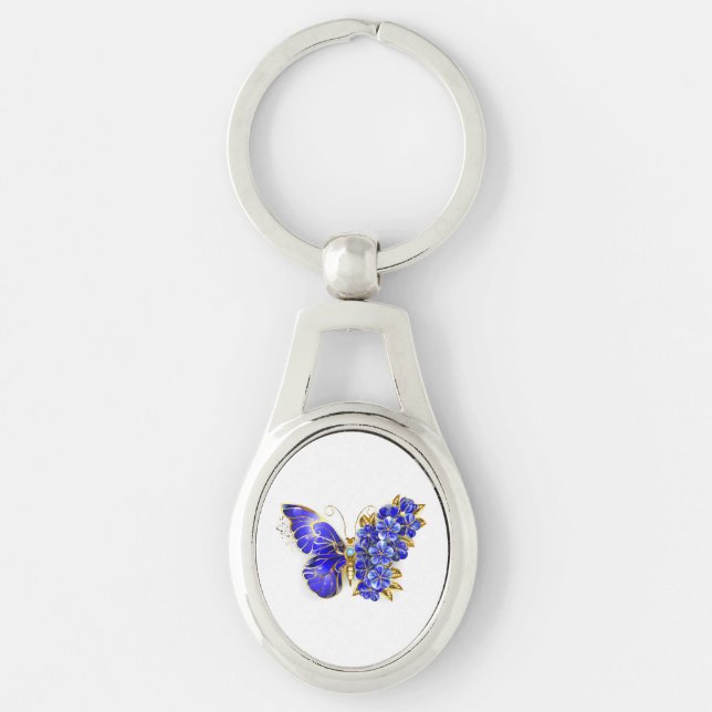 Flower Sapphire Butterfly Keychain (Front)