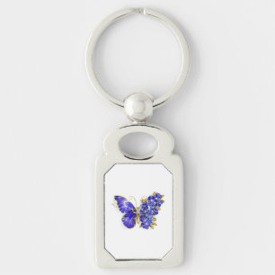 Flower Sapphire Butterfly Keychain