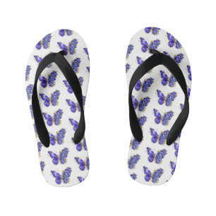 Flower Sapphire Butterfly Kid's Flip Flops