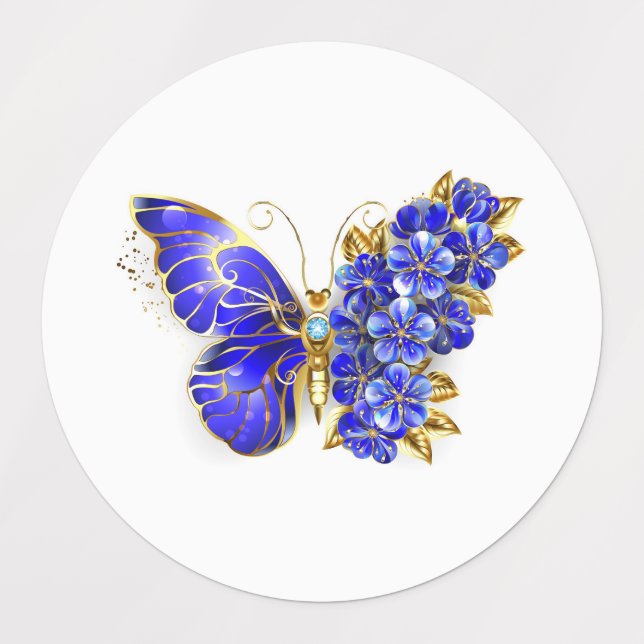 Flower Sapphire Butterfly Kids' Labels (Design 1)