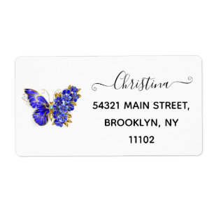Flower Sapphire Butterfly Label