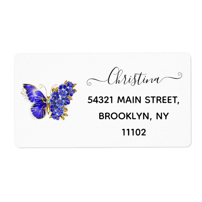 Flower Sapphire Butterfly Label (Front)