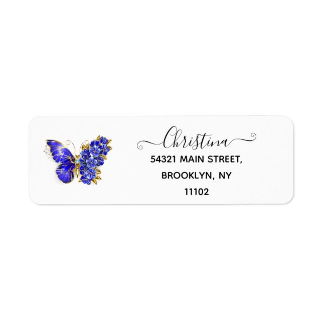 Flower Sapphire Butterfly Label (Front)