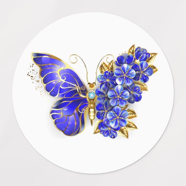 Flower Sapphire Butterfly Labels (Design 1)