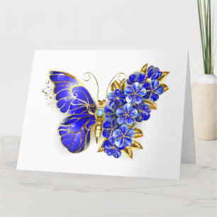 Flower Sapphire Butterfly Letterpress Thank You Card