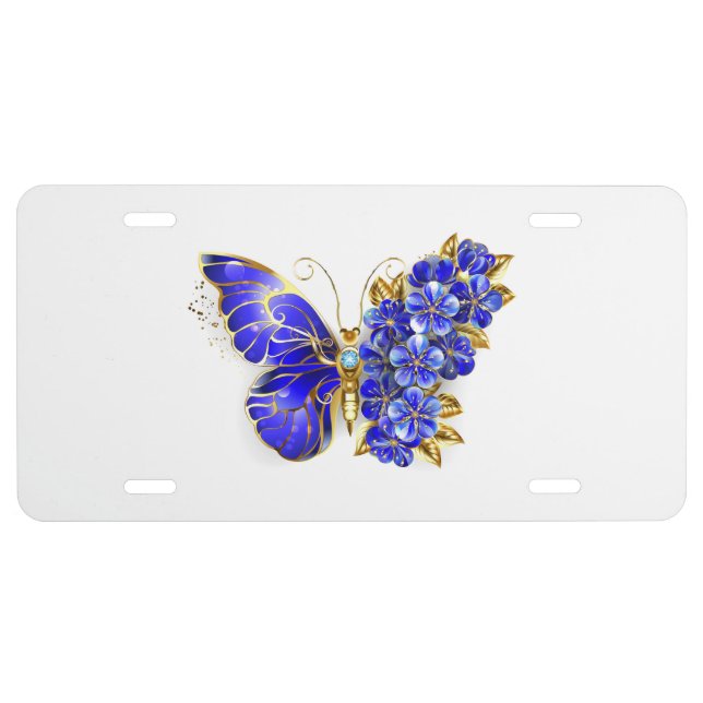 Flower Sapphire Butterfly License Plate (Front)
