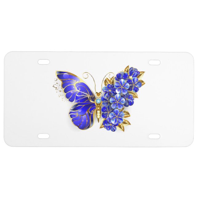 Flower Sapphire Butterfly License Plate (Front)