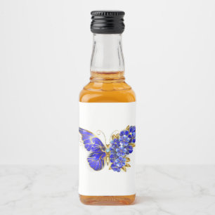 Flower Sapphire Butterfly Liquor Bottle Label