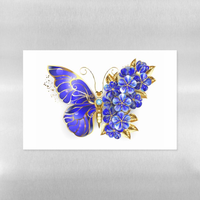 Flower Sapphire Butterfly Magnetic Dry Erase Sheet (Horizontal)