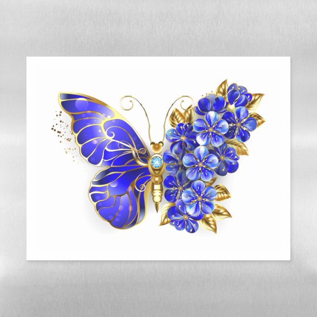 Flower Sapphire Butterfly Magnetic Dry Erase Sheet (Horizontal)