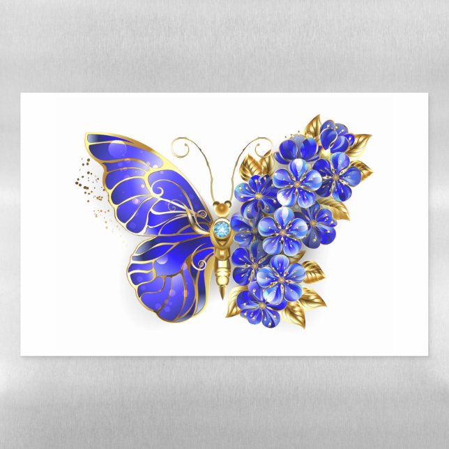 Flower Sapphire Butterfly Magnetic Dry Erase Sheet (Horizontal)