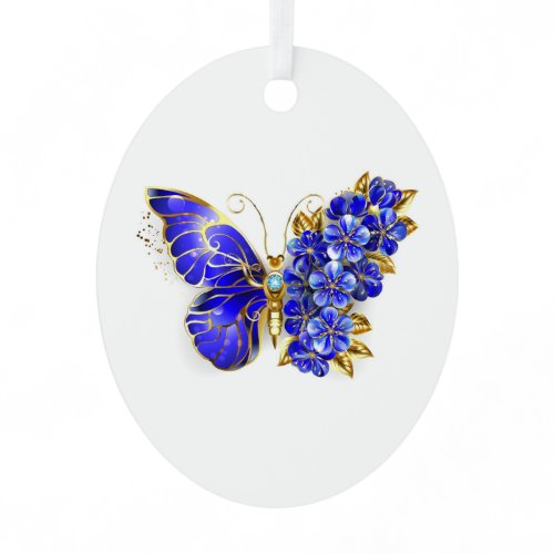 Flower Sapphire Butterfly Metal Ornament