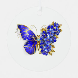 Flower Sapphire Butterfly Metal Ornament