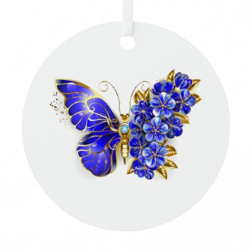 Flower Sapphire Butterfly Metal Ornament