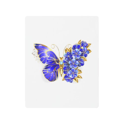 Flower Sapphire Butterfly Metal Print