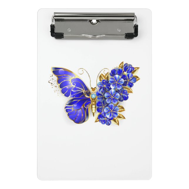 Flower Sapphire Butterfly Mini Clipboard (Front)