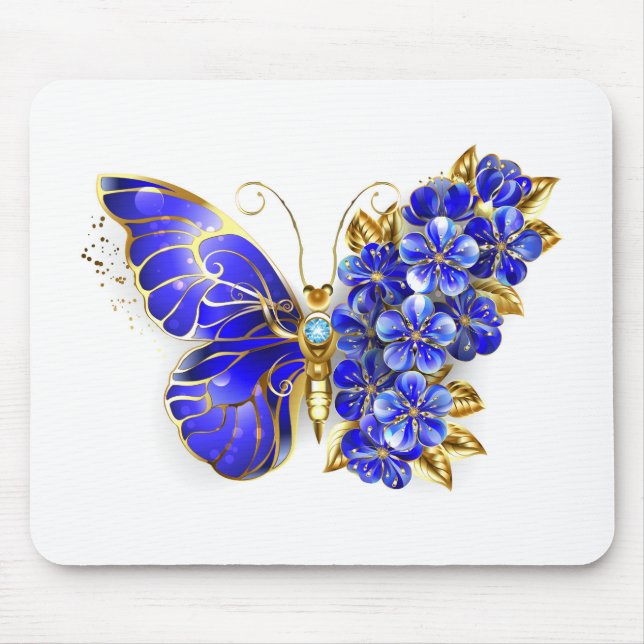 Flower Sapphire Butterfly Mouse Pad (Front)