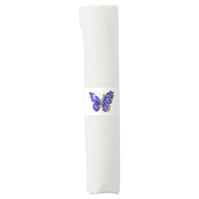 Flower Sapphire Butterfly Napkin Bands (Front)