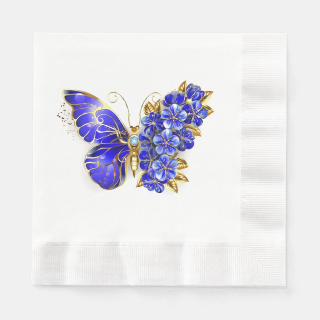 Flower Sapphire Butterfly Napkins (Front)