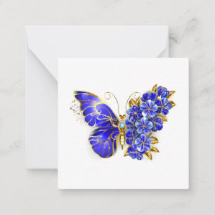 Flower Sapphire Butterfly Note Card