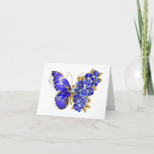 Flower Sapphire Butterfly Note Card