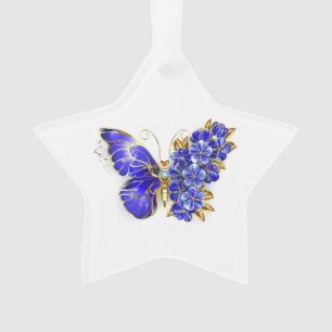 Flower Sapphire Butterfly Ornament