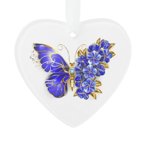 Flower Sapphire Butterfly Ornament