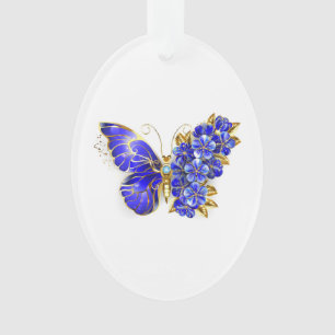 Flower Sapphire Butterfly Ornament