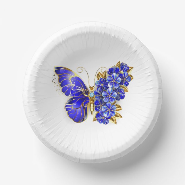 Flower Sapphire Butterfly Paper Bowls (Front)