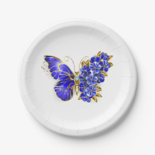 Flower Sapphire Butterfly Paper Plates