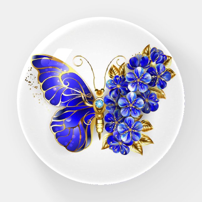 Flower Sapphire Butterfly Paperweight (Front)