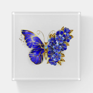Flower Sapphire Butterfly Paperweight