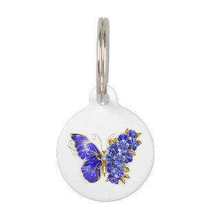 Flower Sapphire Butterfly Pet ID Tag