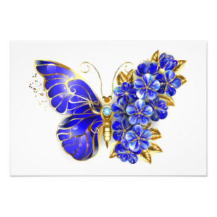 Flower Sapphire Butterfly Photo Print