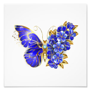 Flower Sapphire Butterfly Photo Print