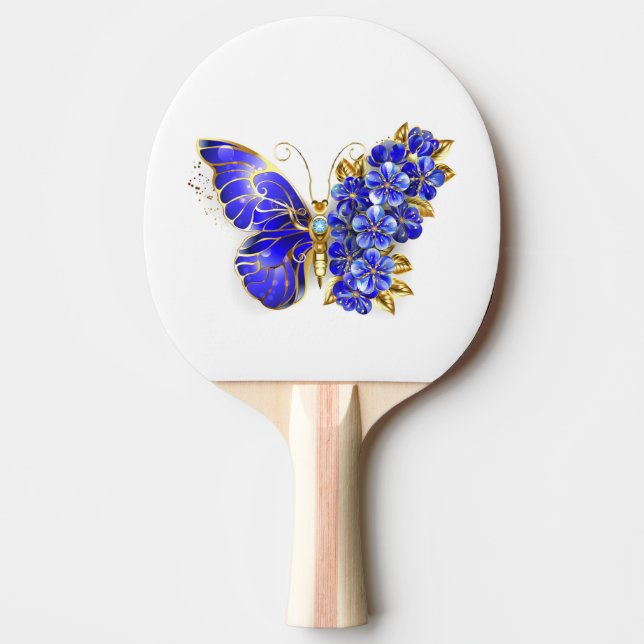 Flower Sapphire Butterfly Ping Pong Paddle (Front)