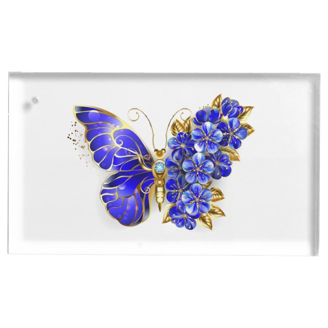 Flower Sapphire Butterfly Place Card Holder (Front)