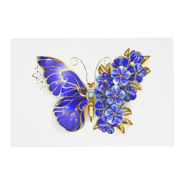 Flower Sapphire Butterfly Placemat (Front)