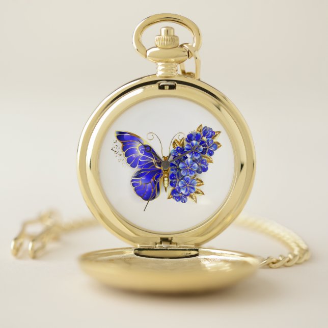 Flower Sapphire Butterfly Pocket Watch (Inside)