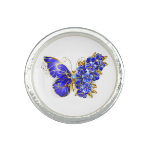 Flower Sapphire Butterfly Ring