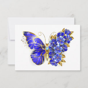 Flower Sapphire Butterfly RSVP Card