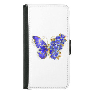 Flower Sapphire Butterfly Samsung Galaxy S5 Wallet Case