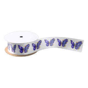 Flower Sapphire Butterfly Satin Ribbon