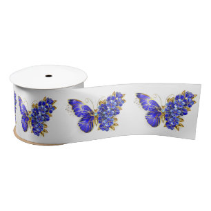Flower Sapphire Butterfly Satin Ribbon